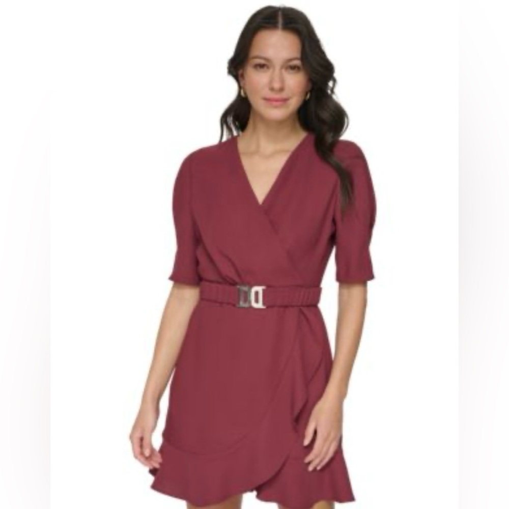 NWT $140 DKNY Burgundy Wrap Dress